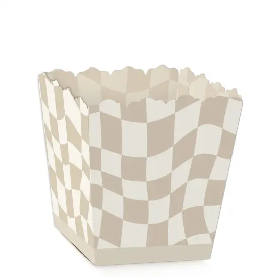 Big Dot of Happiness Tan Checkered Party - Party Mini Favor Boxes - Treat Candy Boxes - Set of 12 {1}