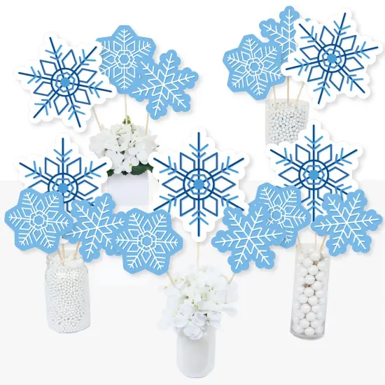 Big Dot of Happiness Blue Snowflakes - Winter Holiday Party Centerpiece Sticks - Table Toppers - Set of 15 {3}