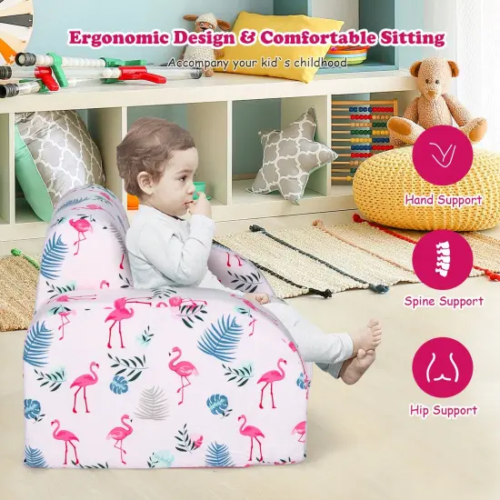 3-in-1 Convertible Kid Sofa Bed Flip-Out Chair Lounger for Toddler Pink {2}