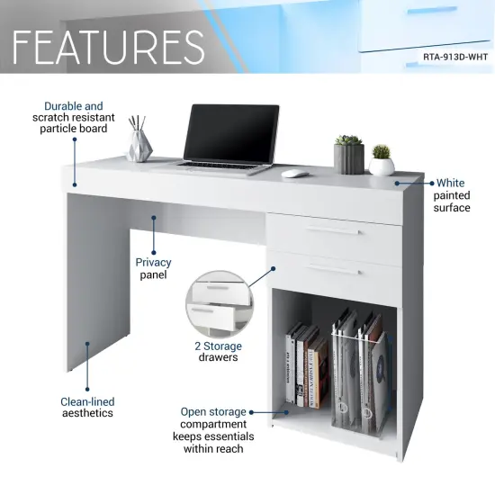 Techni Office Solutions Computer Desk Workstation with Storage - 47.5" - White {4}