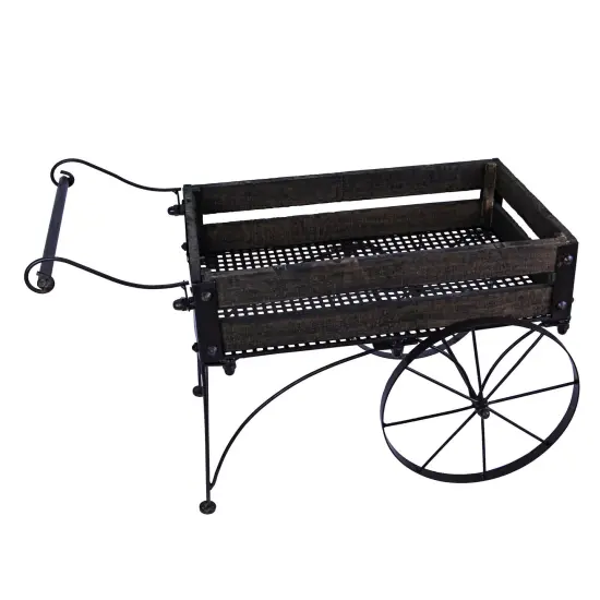 26 Inch Rustic Wagon Cart Plant Stand {1}