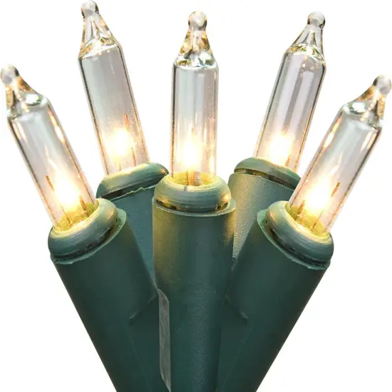 Brite Star Mini Christmas Light Set - Clear - 49.6ft - Green Wire - 100ct {1}