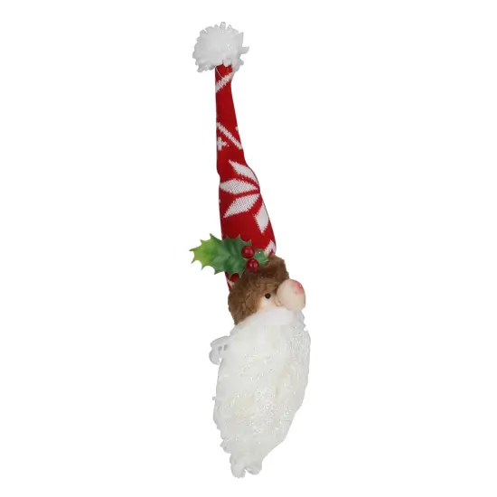 GCI Glittered Santa Head With Holly Berries Christmas Wall Decoration - 16" Red {3}