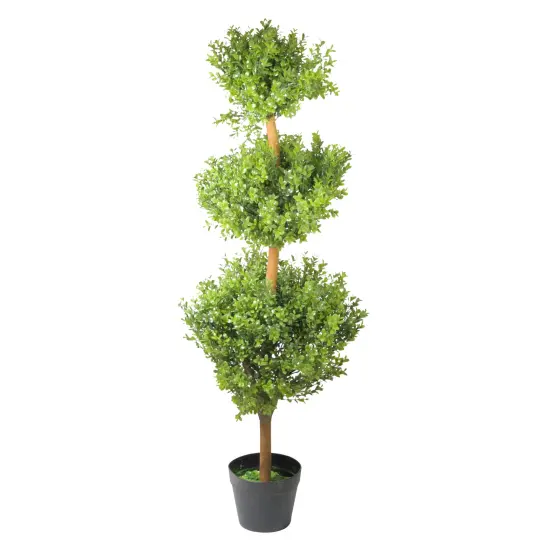 Northlight Potted Two-Tone Murraya Artificial Triple Ball Topiary Tree - 3.75' - Unlit Green {1}
