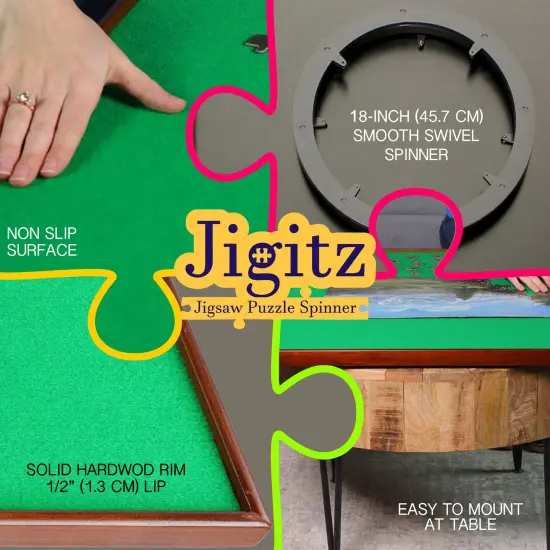 Jigitz Jigsaw Puzzle Spinner &ndash; 34&rdquo; Square Puzzle Holder Rotating Game Table {3}