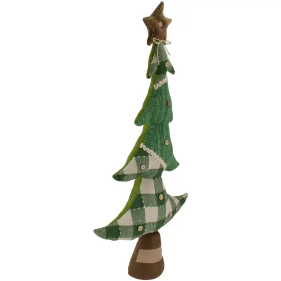 Northlight Country Buffalo Plaid Christmas Tree with Star Topper - 30" - Tan and Green {3}