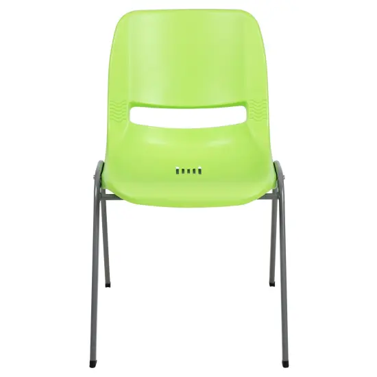 Emma and Oliver Ergonomic Shell Student Stack Chair - Classroom Chair / Office Guest Chair Green {5}