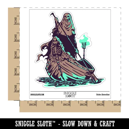 Charon Ferryman Acheron River Styx Death Skull Waterproof Vinyl Phone Tablet Laptop Water Bottle Sticker Set - 5 Pack {1}