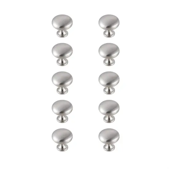 Cadon 1.2" Diameter Brushed Nickel Mushroom Knob Multipack (Set of 10) {1}