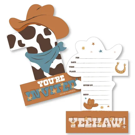 Big Dot of Happiness My First Rodeo - Shaped Fill-In Invitations - Little Cowboy 1st Birthday Party Invitation Cards with Envelopes - Set of 12 {1}
