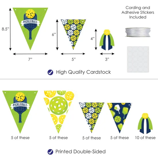 Big Dot of Happiness Let's Rally - Pickleball - DIY Birthday or Retirement Party Pennant Garland Decoration - Triangle Banner - 30 Pieces {4}