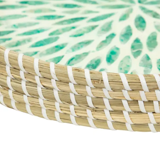 Northlight Seagrass and Capiz Display Trays - 15.75" - Set of 3 Beige {5}