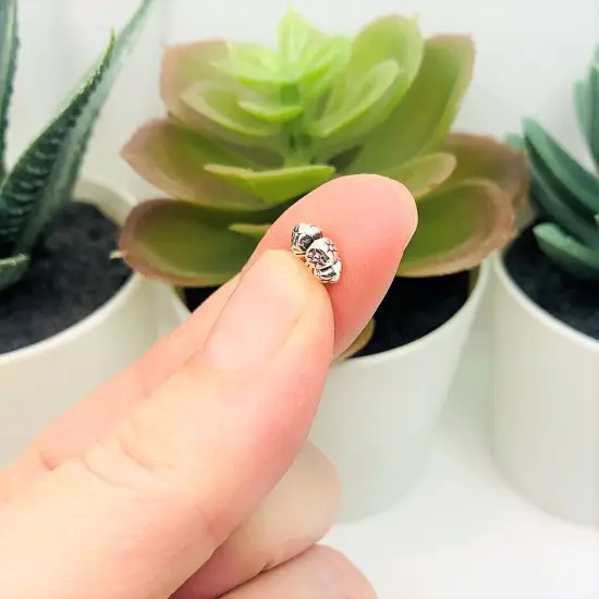 4, 20 or 50 Pieces: Round Silver Flower Spacer Charm Beads - Double Sided {4}