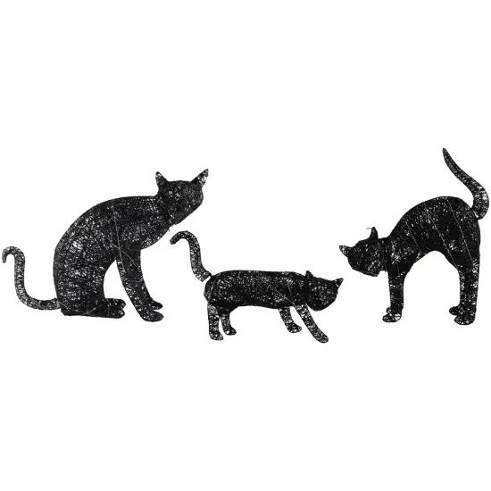 Northlight LED Lighted Black Cat Family Outdoor Halloween Decorations - 27.5" - Set of 3 {1}