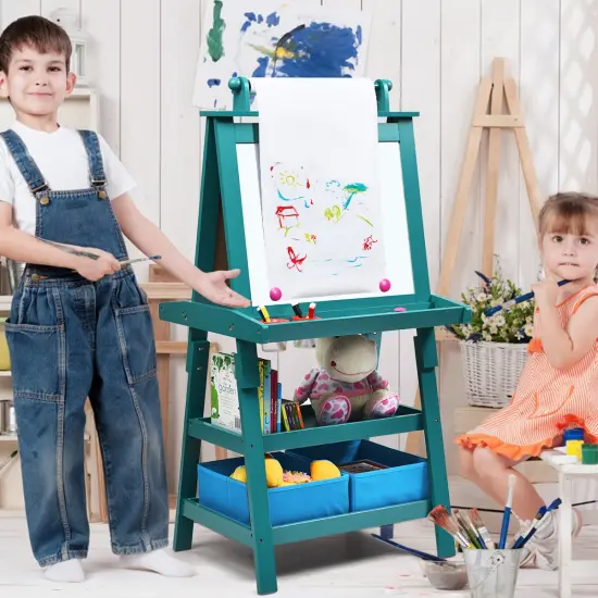 3 in 1 Double-Sided Storage Art Easel Green {3}