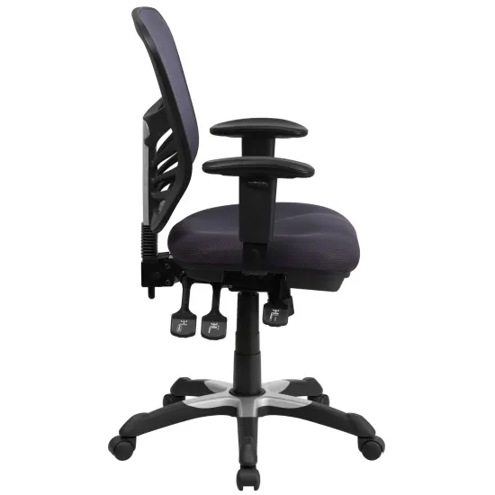 Emma and Oliver Mid-Back Mesh Triple Paddle Swivel Ergonomic Office Chair with Adjustable Arms Dark Gray {5}