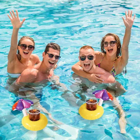 Northlight 10.75" Inflatable Parasol Swimming Pool Floating Drink Holder Yellow {6}