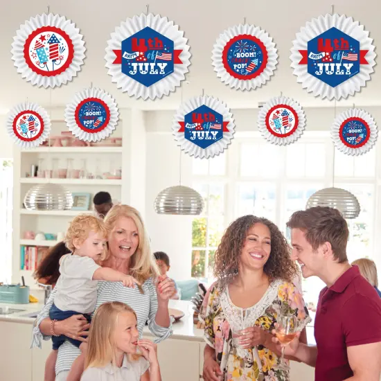 Big Dot of Happiness Firecracker 4th of July - HangingParty Tissue Decoration Kit - Paper Fans - Set of 9 {4}