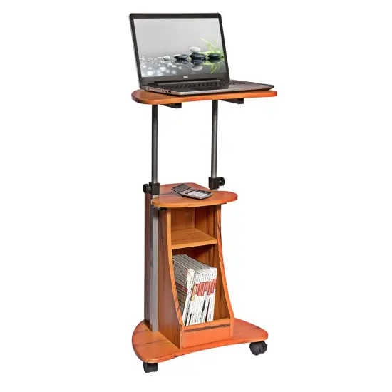Techni Office Solutions 46" Brown Durable Rolling Adjustable Laptop Cart {4}