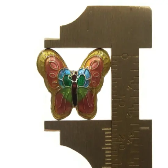 2 23mm Yellow and Pink Butterflies Cloisonne Metal Butterfly Beads {4}