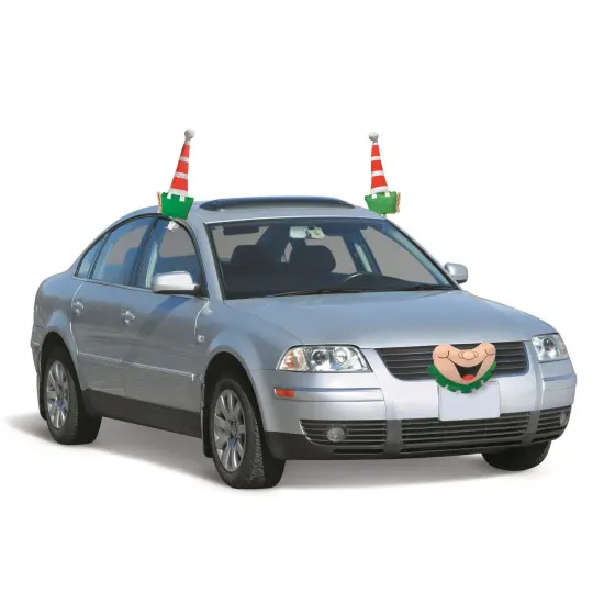 Mystic 19" Red and Green Elf Christmas Car Decorating Kit - Universal Size {1}