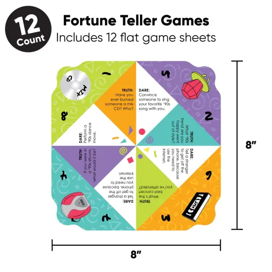 Big Dot of Happiness 90's Throwback - 1990s Party Cootie Catcher Game - Truth or Dare Fortune Tellers - Set of 12 {5}