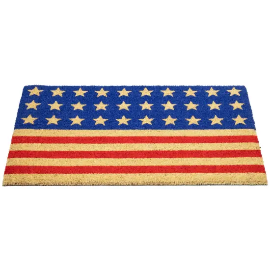 Northlight Americana Stripes and Stars Coir Outdoor Doormat - 18" x 30" Blue {5}