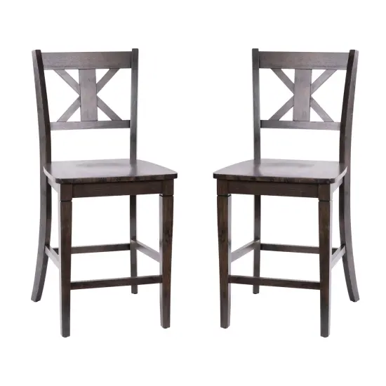 Merrick Lane Imelda Set of Two Solid Wood Modern Farmhouse Dining Stool White Wash {6}