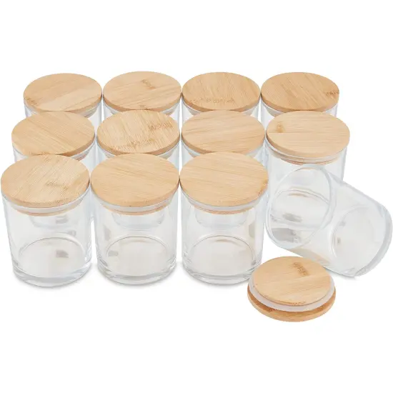 Pavelle 12 Pack Glass Candle Jars, 10 oz Empty Candle Jars with Bamboo Lids for Candle Making & Candle Storage {1}