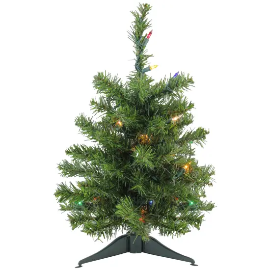 Northlight Pre-Lit Medium Canadian Pine Artificial Christmas Tree - 18" - Multicolor Lights Green {3}