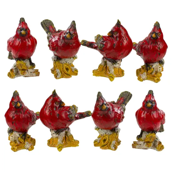 Northlight Cardinal Birds on a Stomp Christmas Figurines - 4.5" - Red - Set of 8 {3}