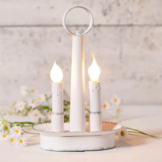 Irvins Country Tinware Oval Double Accent Light in Rustic White {3}