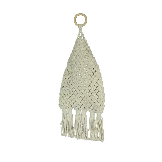 Boho Style Hand Tied Macrame Indoor Wall Pocket 21 Inches High {4}