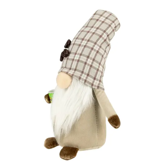Northlight 14" Beige Plaid Coffee Bean Gnome with Coffee Cup {5}