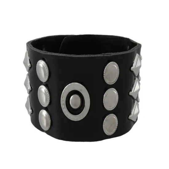 Black Vinyl Wristband with Round and Diamond Shaped Studs {1}
