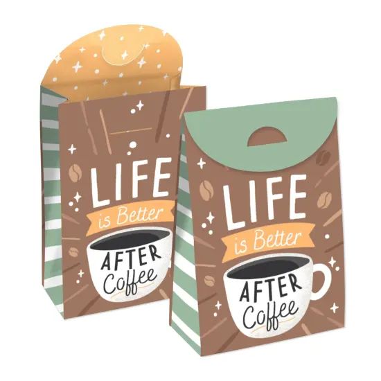 Big Dot of Happiness But First, Coffee - Cafe Themed Gift Favor Bags - Party Goodie Boxes - Set of 12 {1}