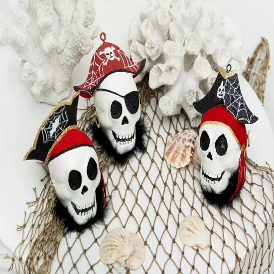 Pirate Cove Head Halloween Christmas Xmas Ornament Set of 3 {3}