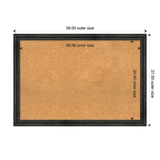 Rustic Pine Narrow Wood Framed Corkboard, Natural Cork Rustic Pine Black {3}