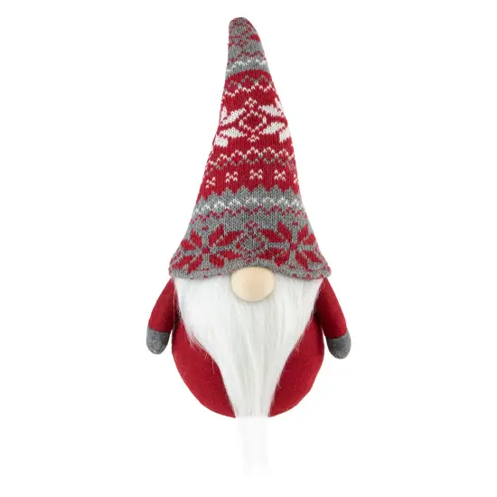 Northlight Standing Gnome with Nordic Hat Christmas Decoration - 12" - Red and Gray {1}