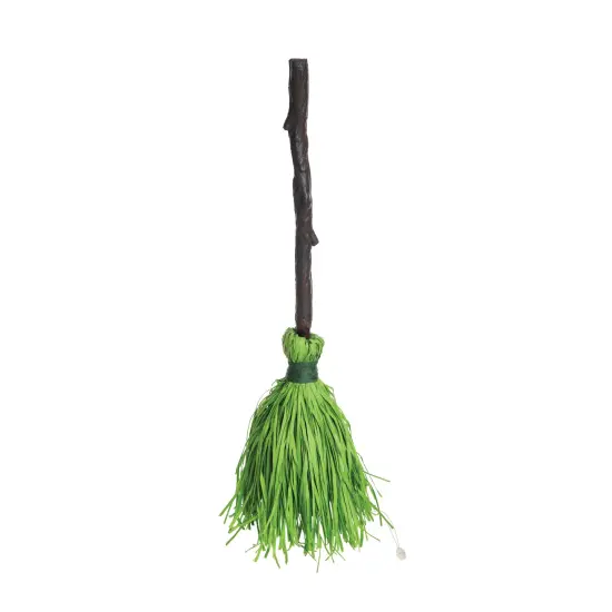 30" Green Broom Animated Halloween Decor {1}