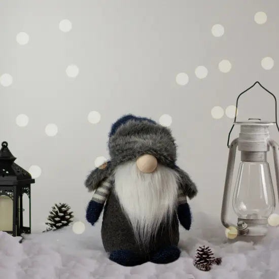 Northlight LED Lighted Standing Gnome Christmas Figure - 12.5" - Blue and Gray {3}