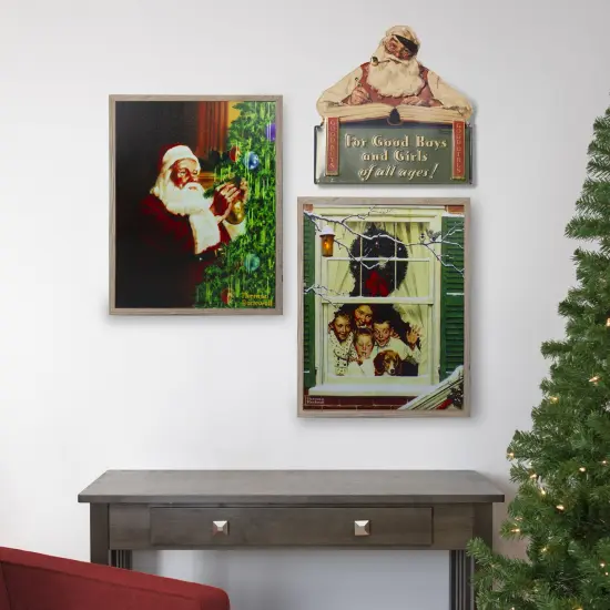 Northlight 12.5" Norman Rockwell 'No Christmas Problem Now' Tin Wall Art Green {4}