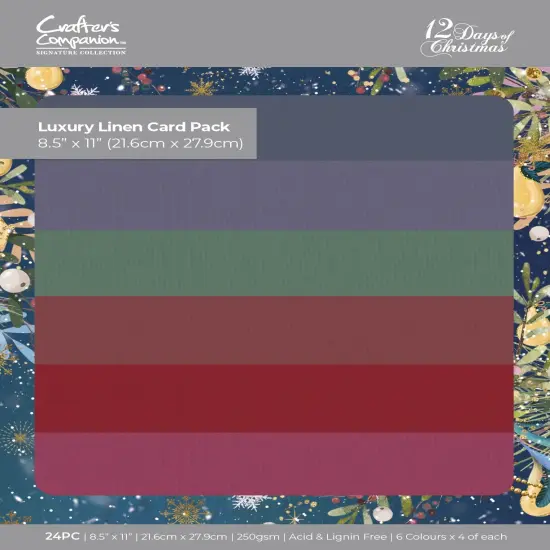 Twelve Days Of Christmas Card Pack 8.5"X11"-Luxury Linen {1}