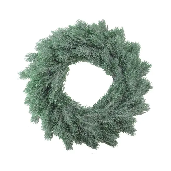 Northlight Real Touch&trade;️ Frosted Pine Artificial Christmas Wreath - 16" - Unlit Green {1}