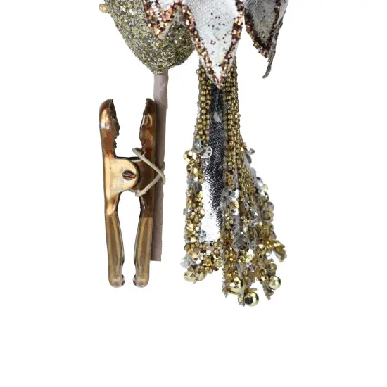 Melrose 10" In the Birches Gold Glittered and Sequined Owl Clip-On Christmas Ornament {3}