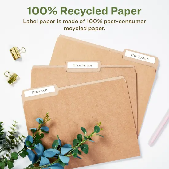 Avery EcoFriendly Recycled File Folder Labels, 2/3" x 3-7/16", White, Permanent Label Adhesive, 1,500 Printable Labels (45366) {3}