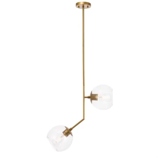 Ryland 2 light Brass and Clear glass pendant {1}