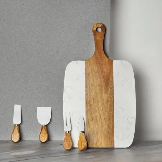 Makerflo Wood Marble Serving Board for Kitchen | Cutting Board Ideal for Personalization (Laser Engraving, Epoxy, UV DTF, Vinyl) | Individually Wrapped {6}