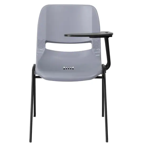 Emma and Oliver Ergonomic Shell Chair with Left Handed Flip-Up Tablet - Tablet Arm Desk Gray {3}