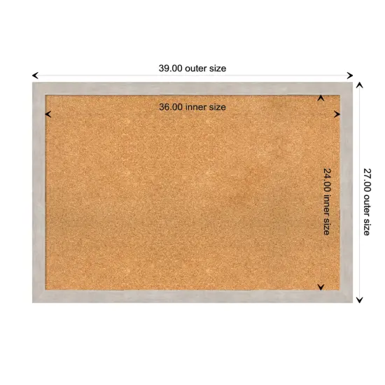 Marred Wood Framed Corkboard, Natural Cork Marred Silver {3}